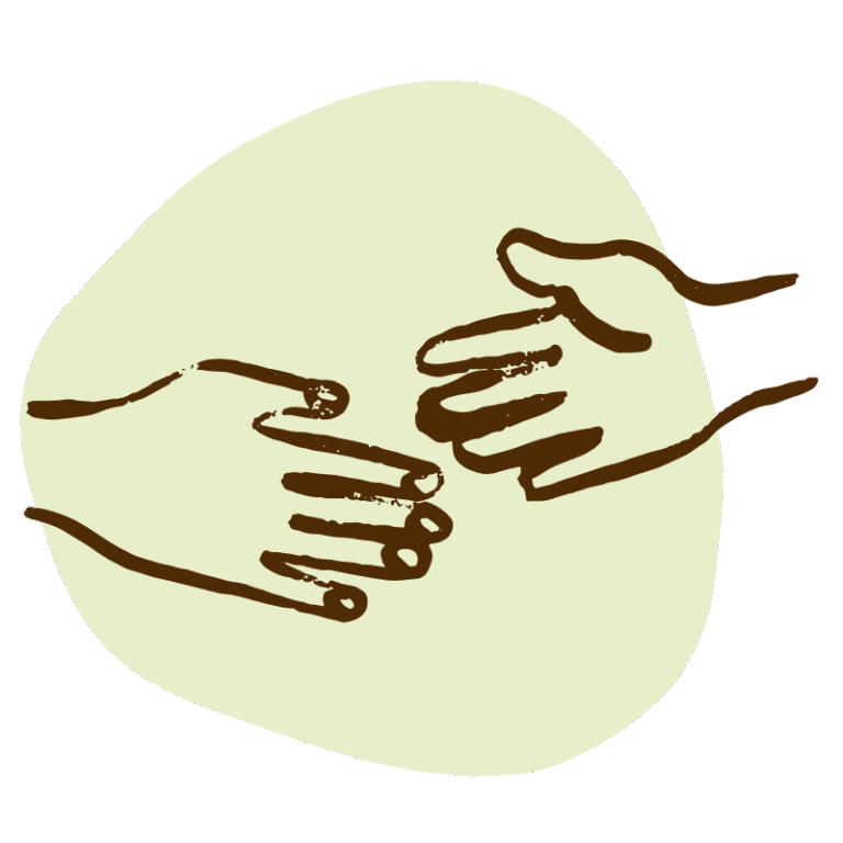 Drawing of two hands reaching towards each other