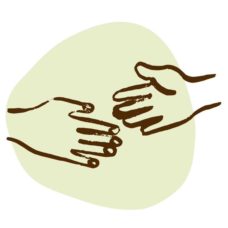 Drawing of two hands reaching towards each other